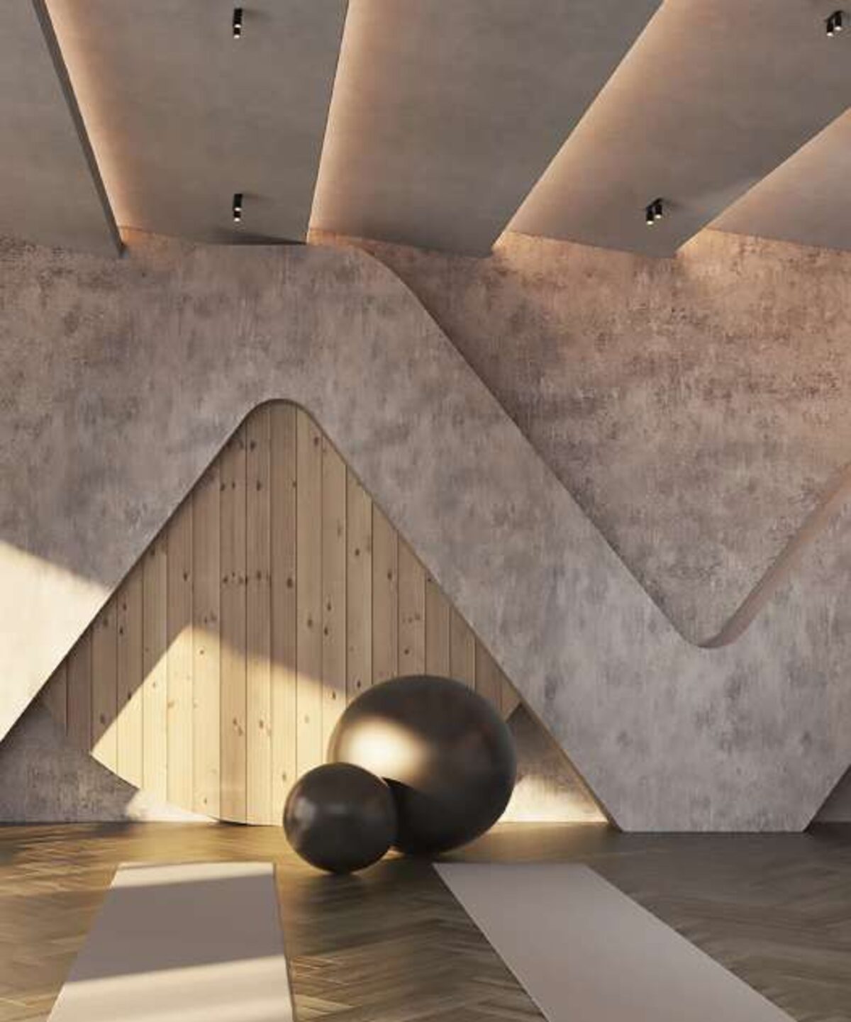 Architectural lighting integrated into a modern sculpted space.